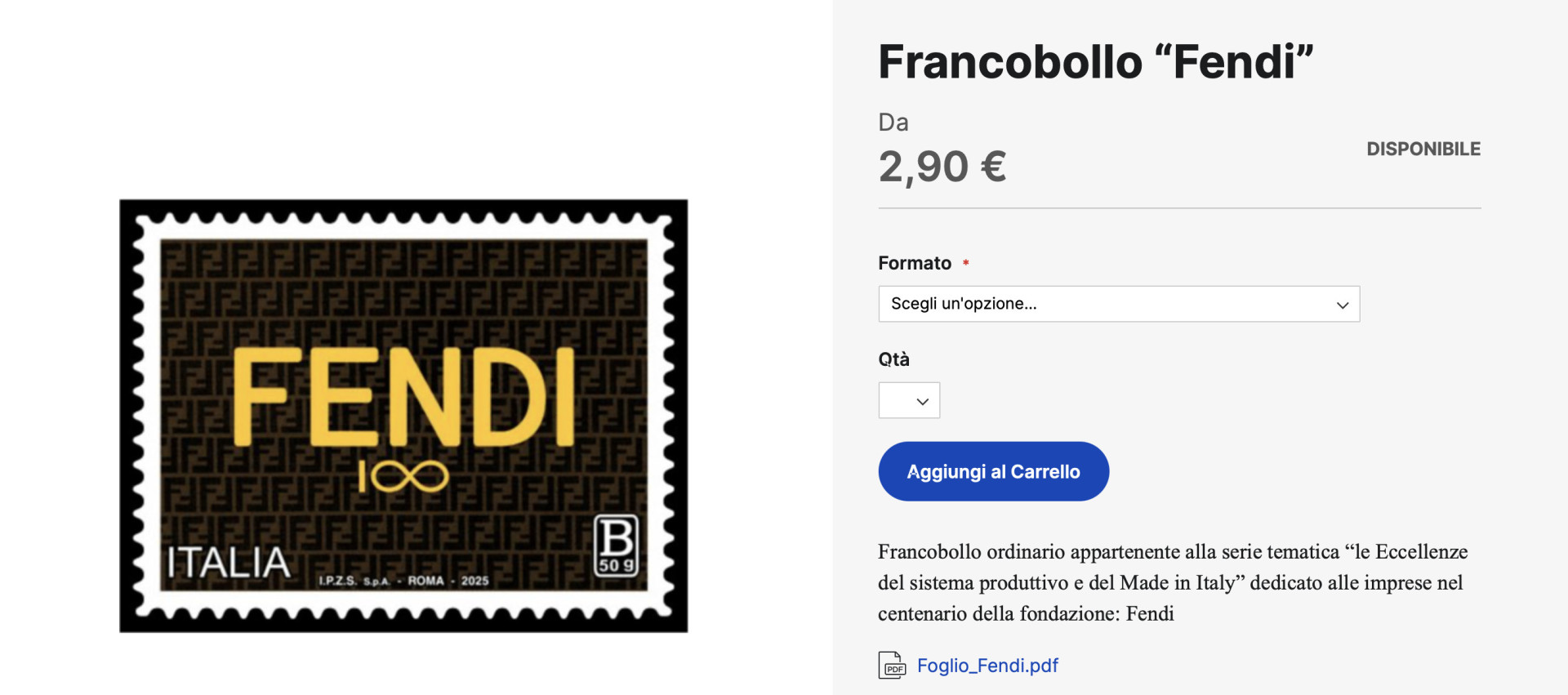 Fendi почтовая марка 